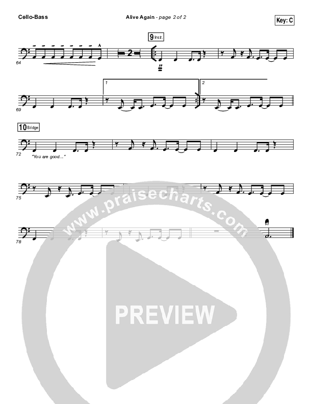 Alive Again Cello/Bass (Planetshakers)