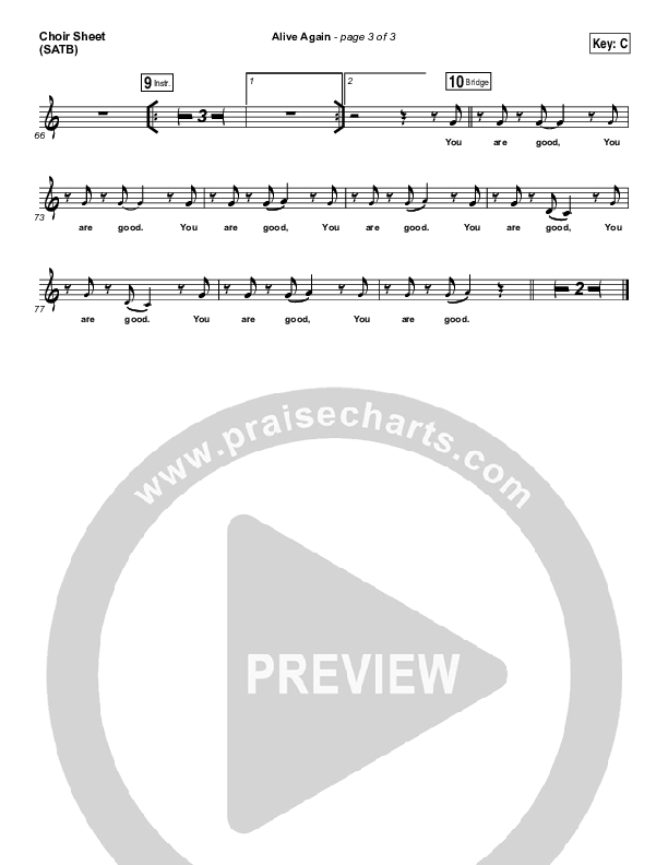 Alive Again Choir Sheet (SATB) (Planetshakers)