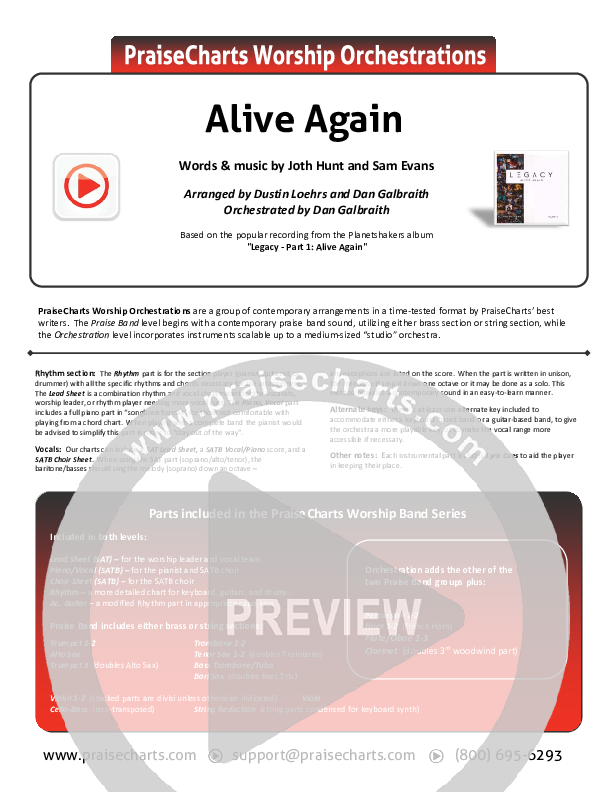 Alive Again Cover Sheet (Planetshakers)