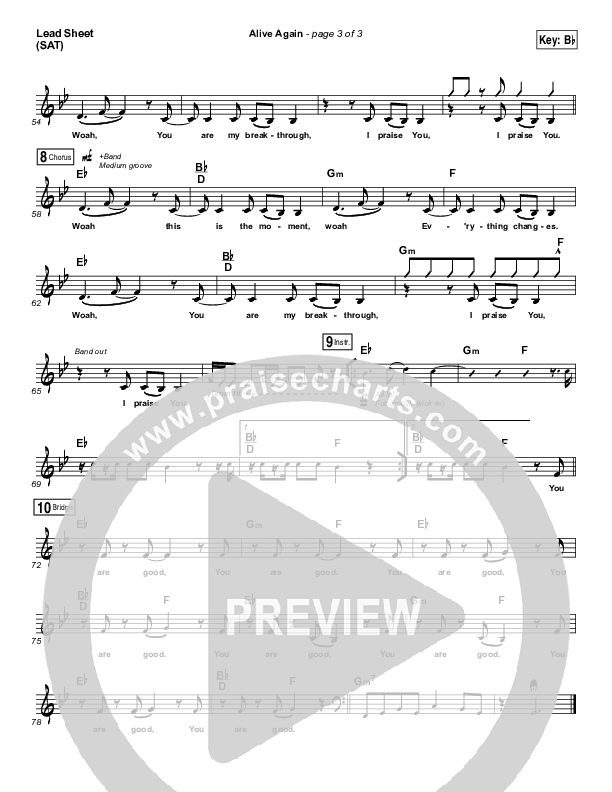 Alive Again Lead Sheet (SAT) (Planetshakers)