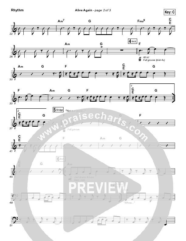Alive Again Rhythm Chart (Planetshakers)