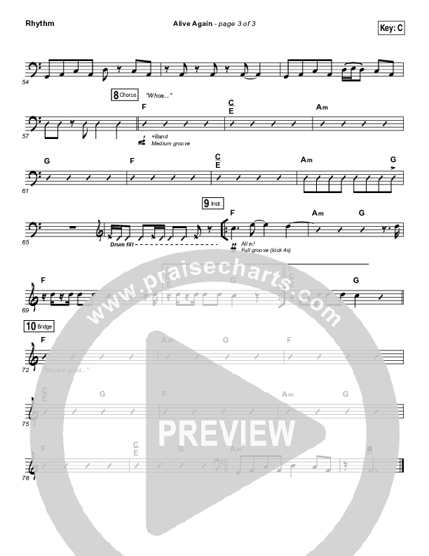 Alive Again Rhythm Chart (Planetshakers)