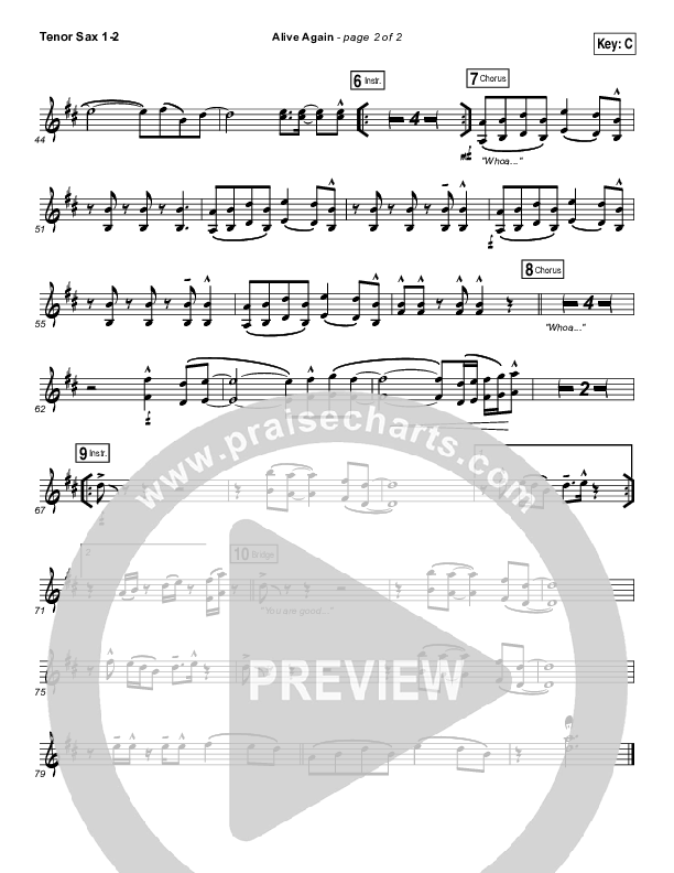 Alive Again Tenor Sax 1/2 (Planetshakers)