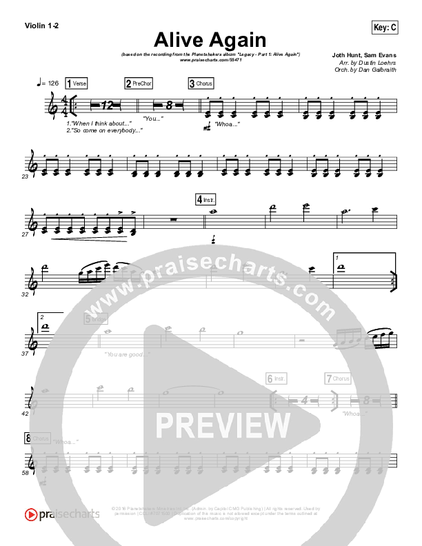 Alive Again Violin 1/2 (Planetshakers)