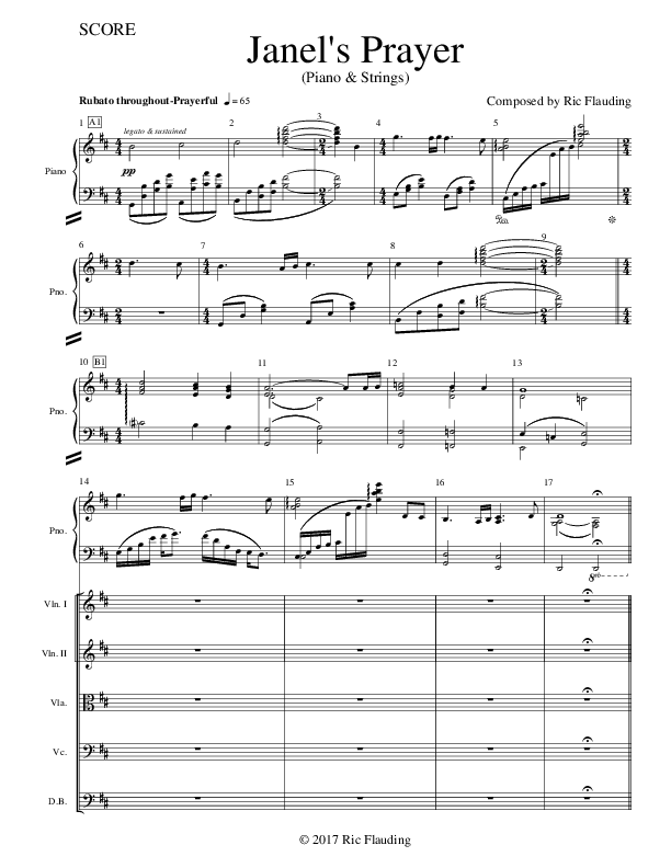 Janel's Prayer (Instrumental) Conductor's Score (Ric Flauding)