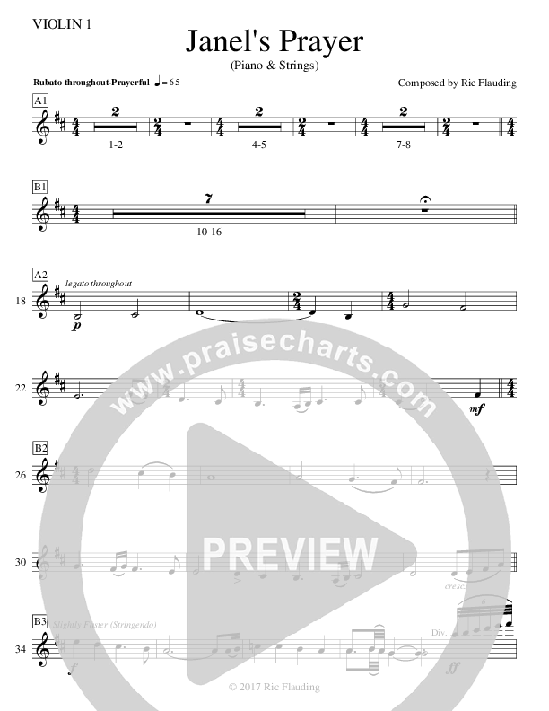 Janel's Prayer (Instrumental) Violin 1 (Ric Flauding)