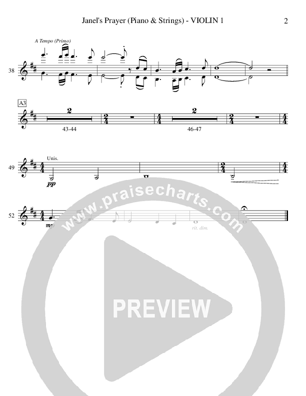 Janel's Prayer (Instrumental) Violin 1 (Ric Flauding)