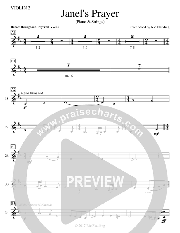 Janel's Prayer (Instrumental) Violin 2 (Ric Flauding)