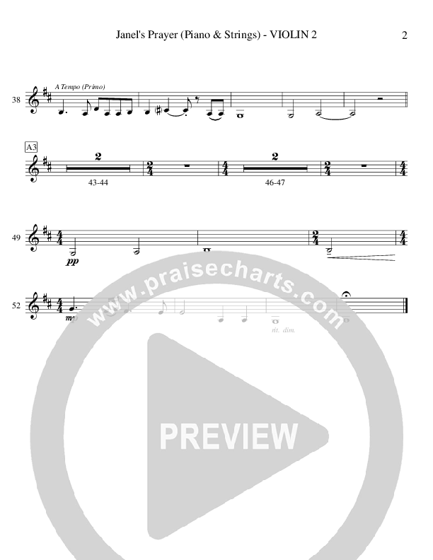 Janel's Prayer (Instrumental) Violin 2 (Ric Flauding)