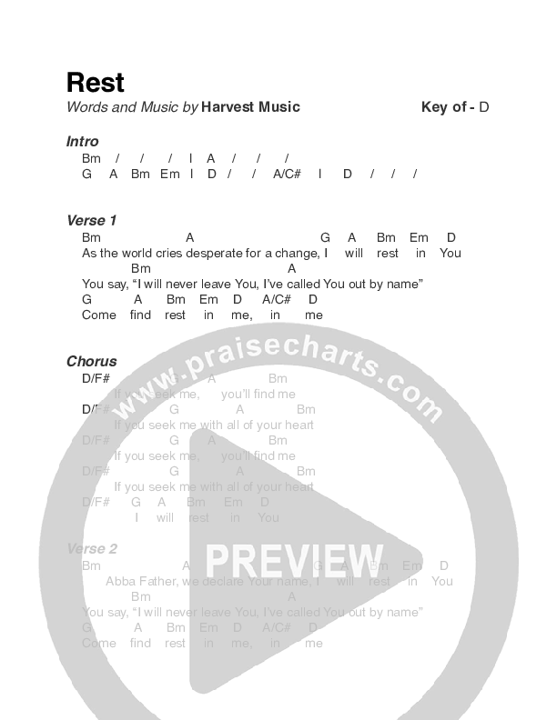 Rest Chords & Lyrics (Harvest Music)