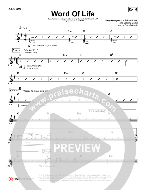 Word Of Life Acoustic Guitar (Jeremy Camp)