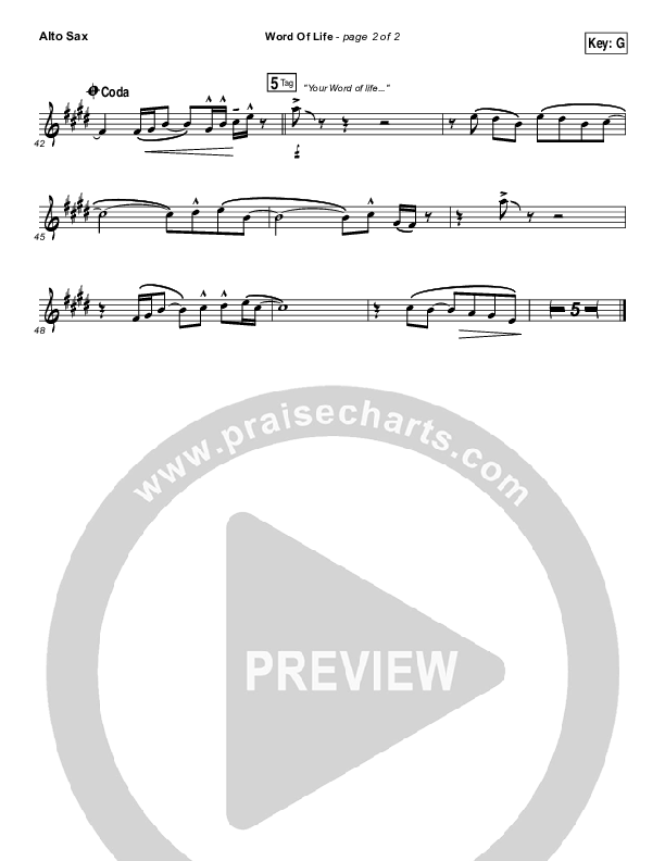 Word Of Life Alto Sax (Jeremy Camp)