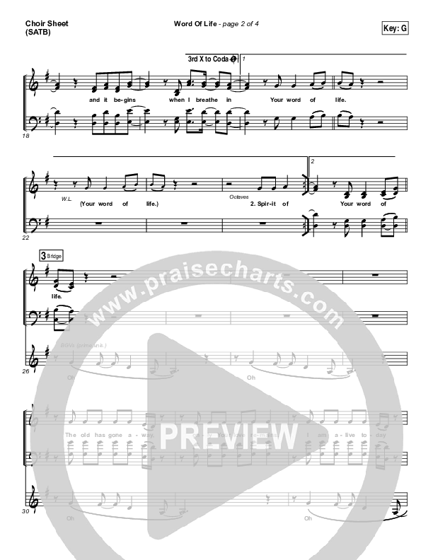 Word Of Life Choir Sheet (SATB) (Jeremy Camp)