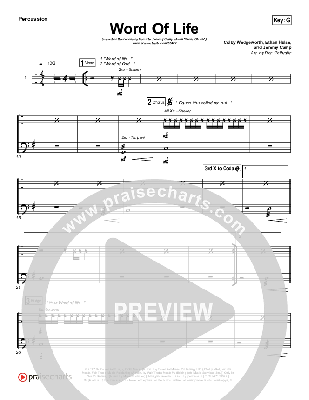 Word Of Life Percussion (Jeremy Camp)