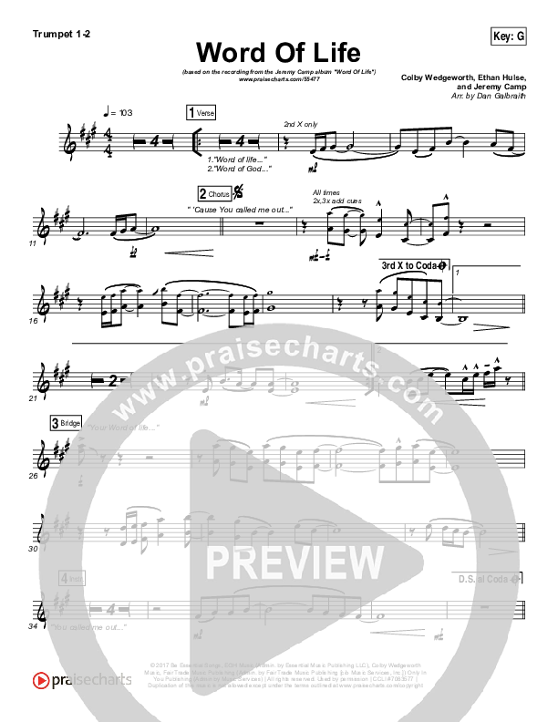 Word Of Life Trumpet 1,2 (Jeremy Camp)