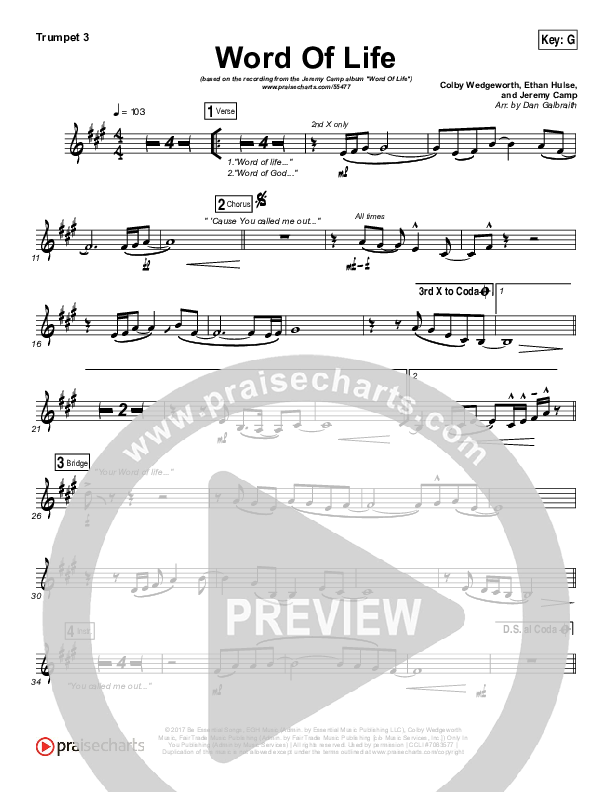 Word Of Life Trumpet 3 (Jeremy Camp)