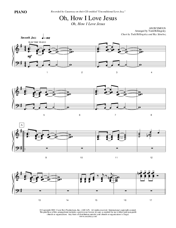 Oh How I Love Jesus Piano Sheet (Causeway)