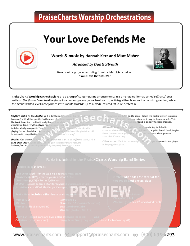 Your Love Defends Me Cover Sheet (Matt Maher)