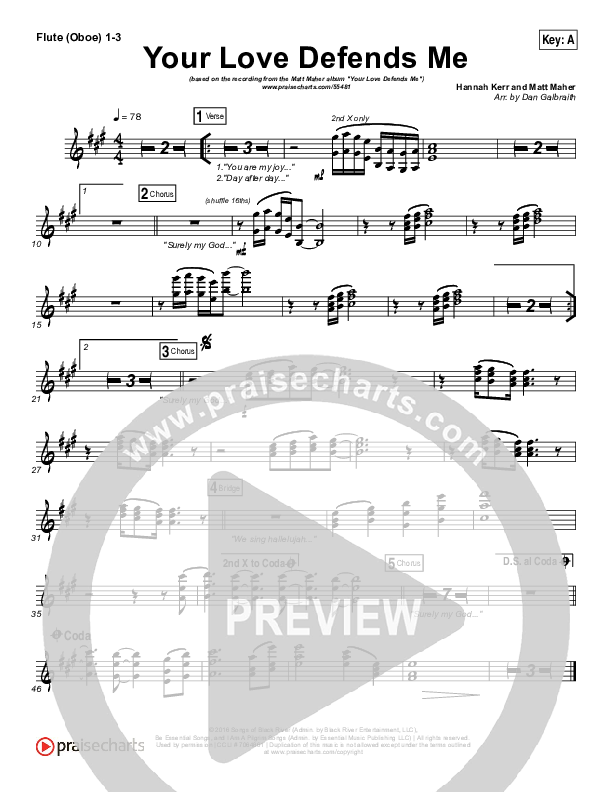 Your Love Defends Me Flute/Oboe 1/2/3 (Matt Maher)