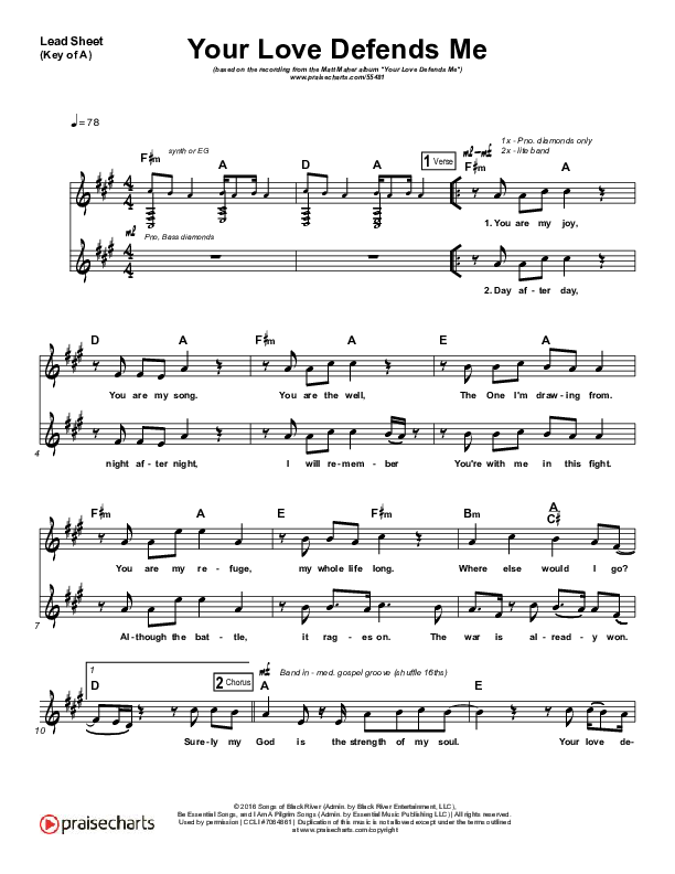 Your Love Defends Me Lead Sheet (Melody) (Matt Maher)