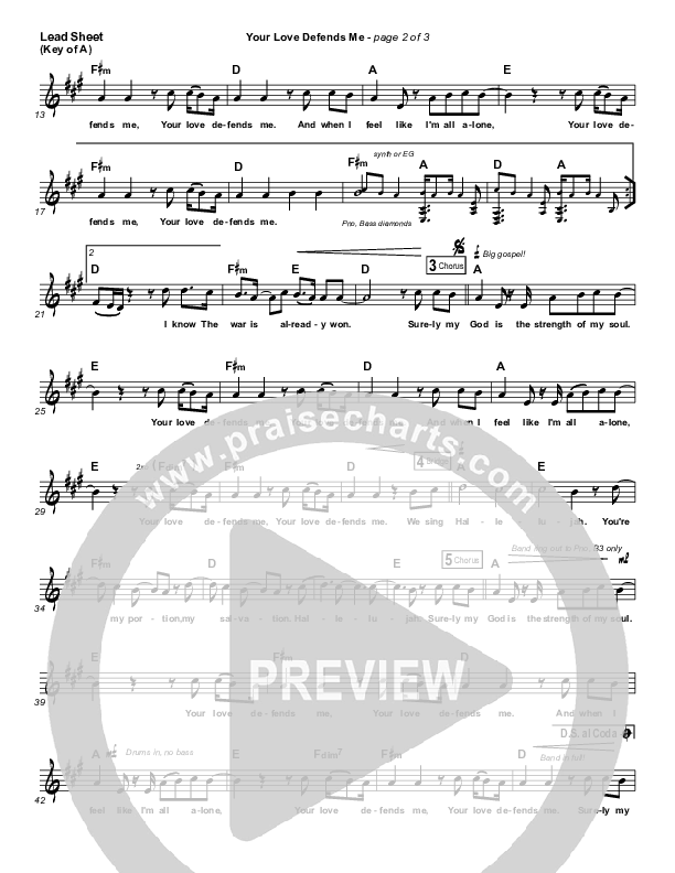 Your Love Defends Me Lead Sheet (Melody) (Matt Maher)