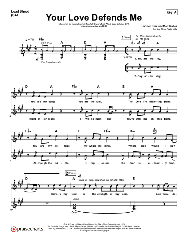 Your Love Defends Me Lead Sheet (SAT) (Matt Maher)