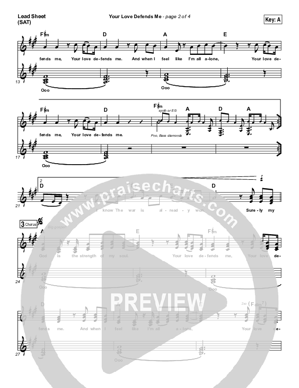 Your Love Defends Me Lead Sheet (SAT) (Matt Maher)