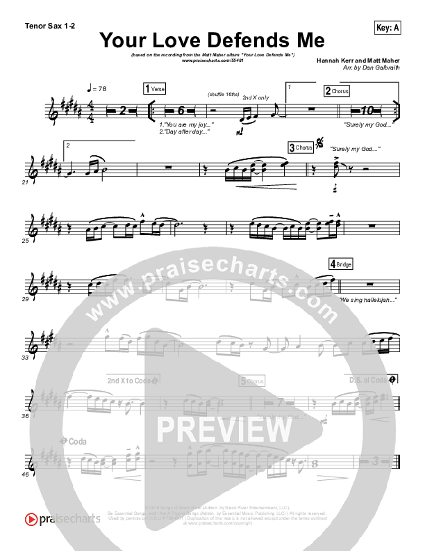 Your Love Defends Me Tenor Sax 1/2 (Matt Maher)