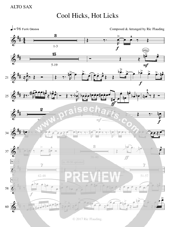 Cool Hicks Hot Licks (Instrumental) Alto Sax (Ric Flauding)