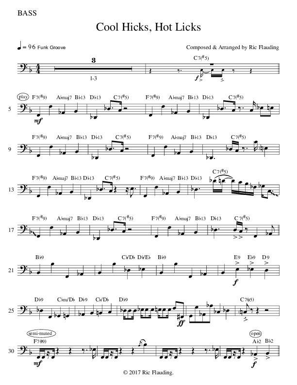 Cool Hicks Hot Licks (Instrumental) Bass Guitar (Ric Flauding)