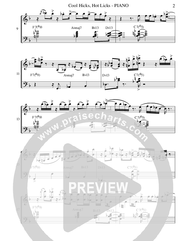 Cool Hicks Hot Licks (Instrumental) Piano Sheet (Ric Flauding)
