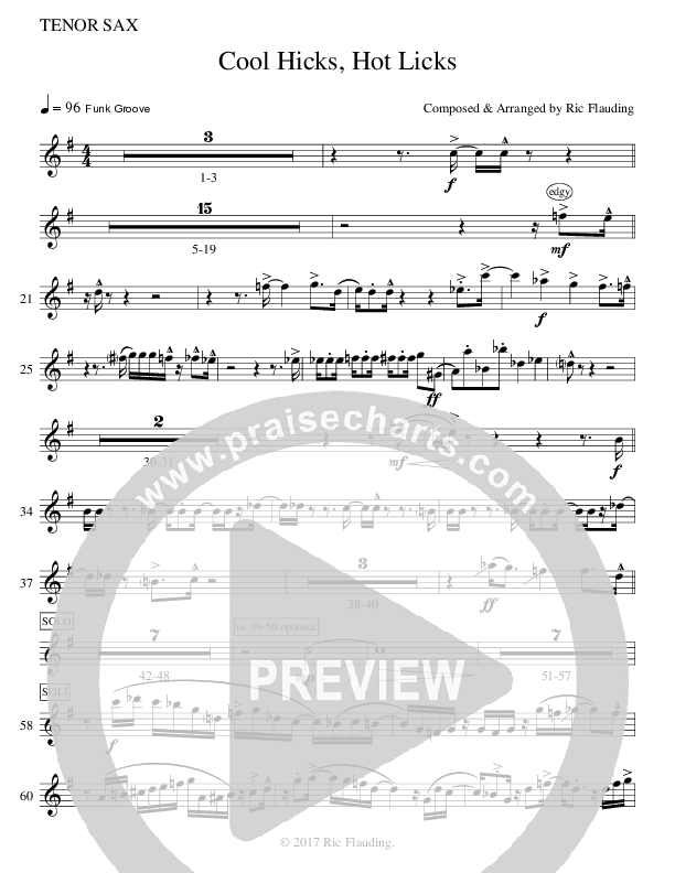 Cool Hicks Hot Licks (Instrumental) Tenor Sax 2 (Ric Flauding)