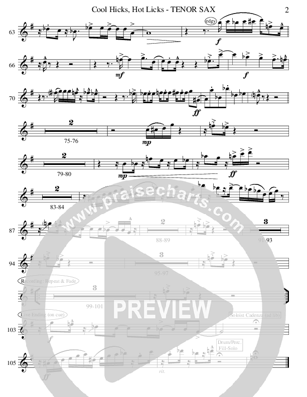 Cool Hicks Hot Licks (Instrumental) Tenor Sax 2 (Ric Flauding)