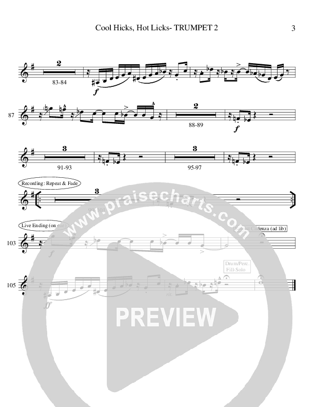 Cool Hicks Hot Licks (Instrumental) Trumpet 2 (Ric Flauding)