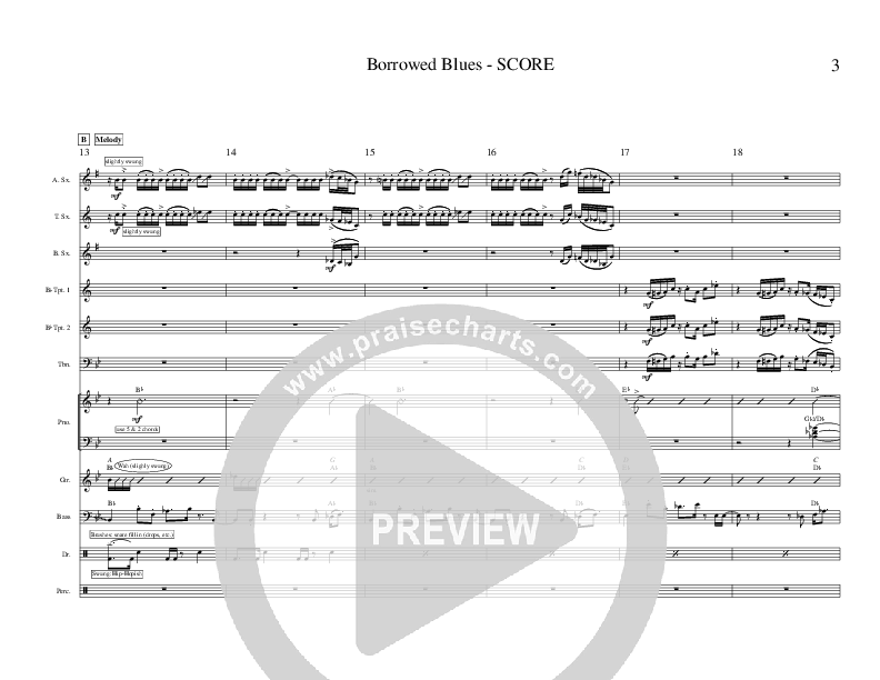 Borrowed Blues (Instrumental) Conductor's Score (Ric Flauding)