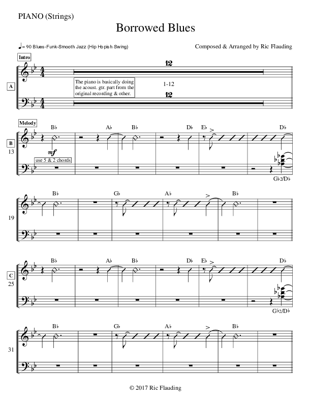 Borrowed Blues (Instrumental) Piano Sheet (Ric Flauding)