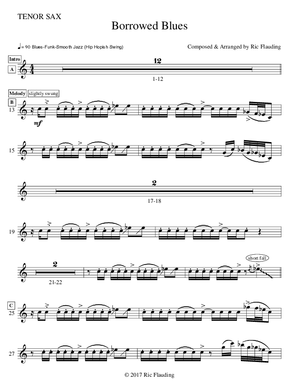 Borrowed Blues (Instrumental) Tenor Sax 2 (Ric Flauding)