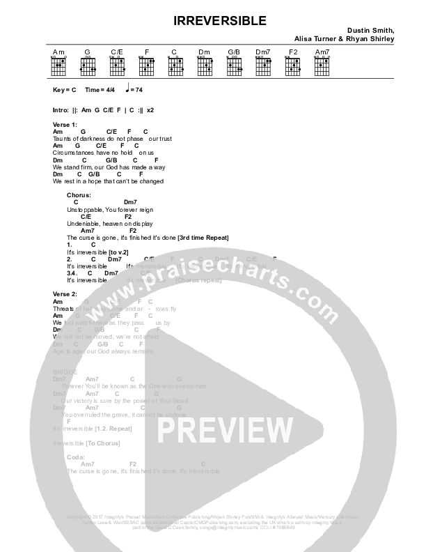 Irreversible Chords & Lyrics (We Are The Roar / Dustin Smith)