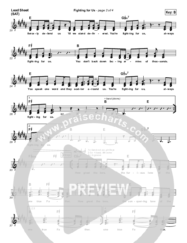 Fighting For Us Lead Sheet (SAT) (We Are The Roar / Micheal Farren)