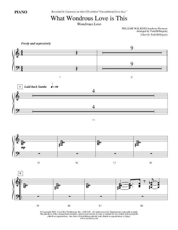What Wondrous Love Is This Piano Sheet (Causeway)