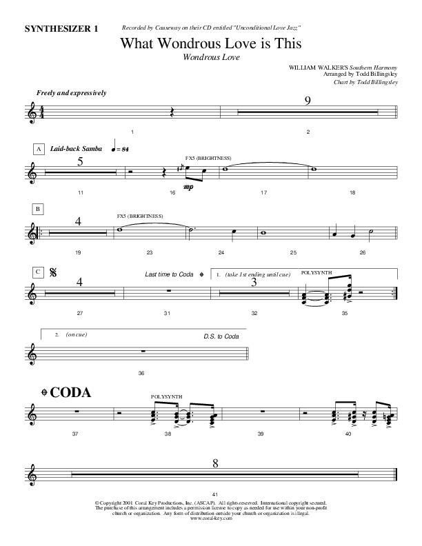 What Wondrous Love Is This Synth (Causeway)