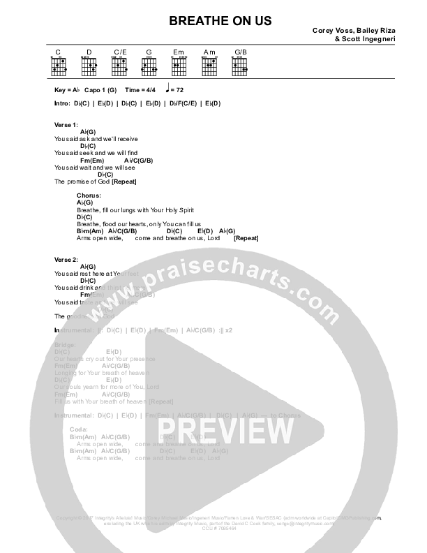 Breathe On Us Chords & Lyrics (We Are The Roar / Dustin Smith)