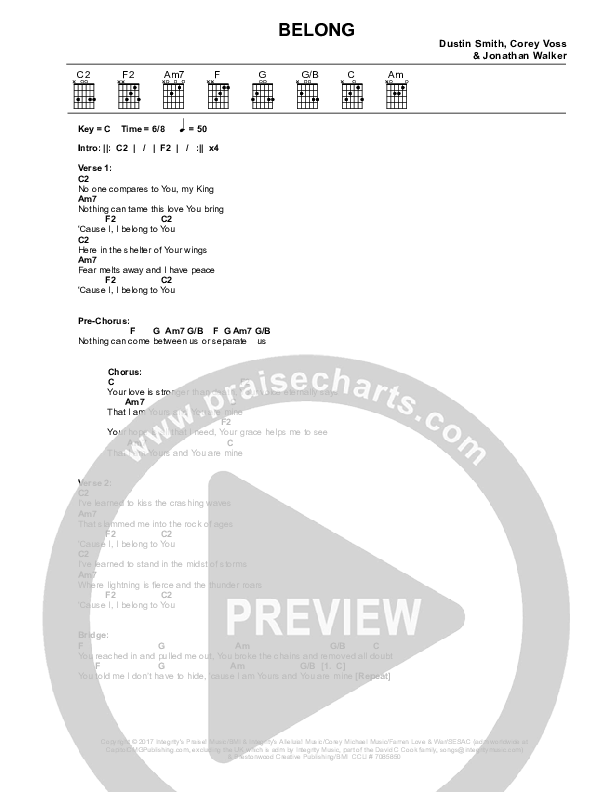Belong Chord Chart (We Are The Roar / Garner McGregor)