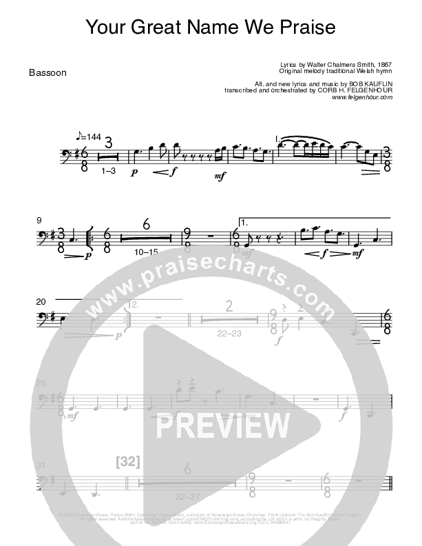 Your Great Name We Praise Bassoon (Bob Kauflin)