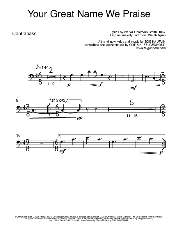 Your Great Name We Praise Contrabass (Bob Kauflin)