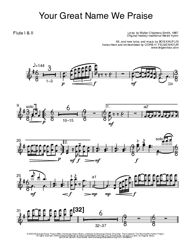 Your Great Name We Praise Flute 1/2 (Bob Kauflin)