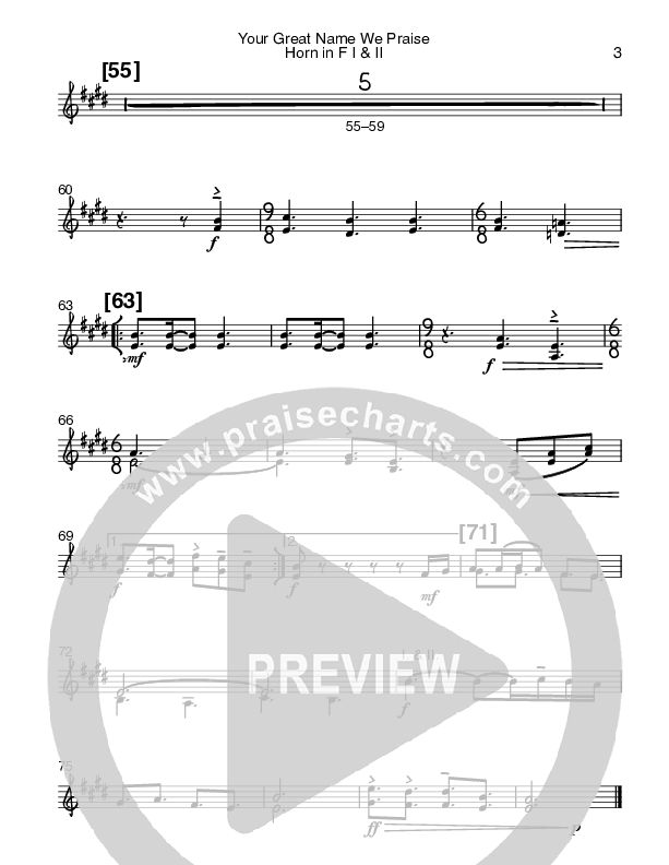 Your Great Name We Praise French Horn 1/2 (Bob Kauflin)