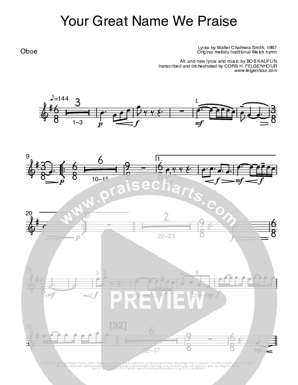 Your Great Name We Praise Oboe (Bob Kauflin)