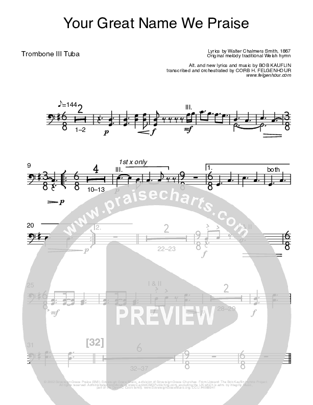 Your Great Name We Praise Trombone 3/Tuba (Bob Kauflin)