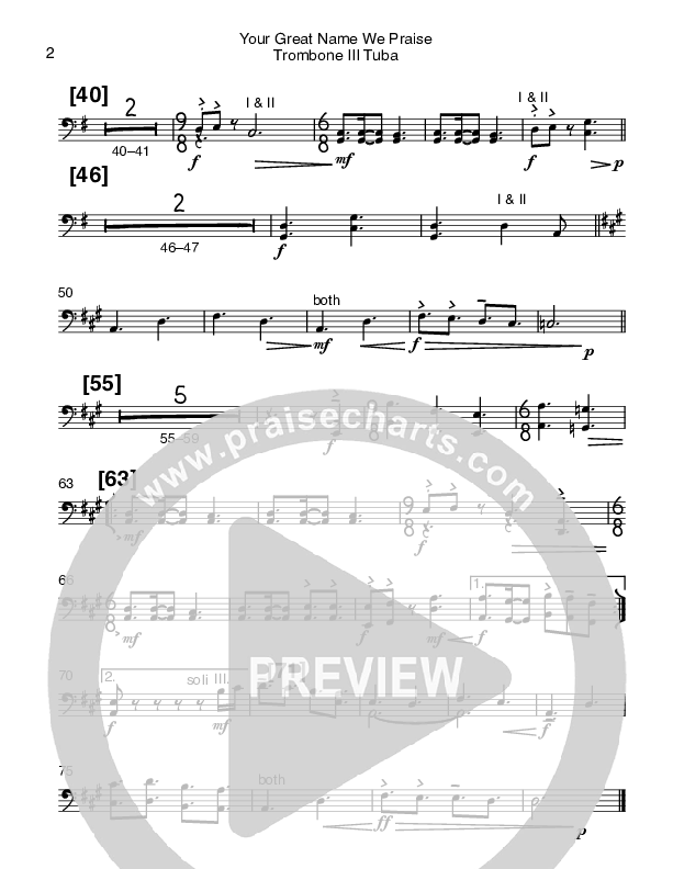 Your Great Name We Praise Trombone 3/Tuba (Bob Kauflin)